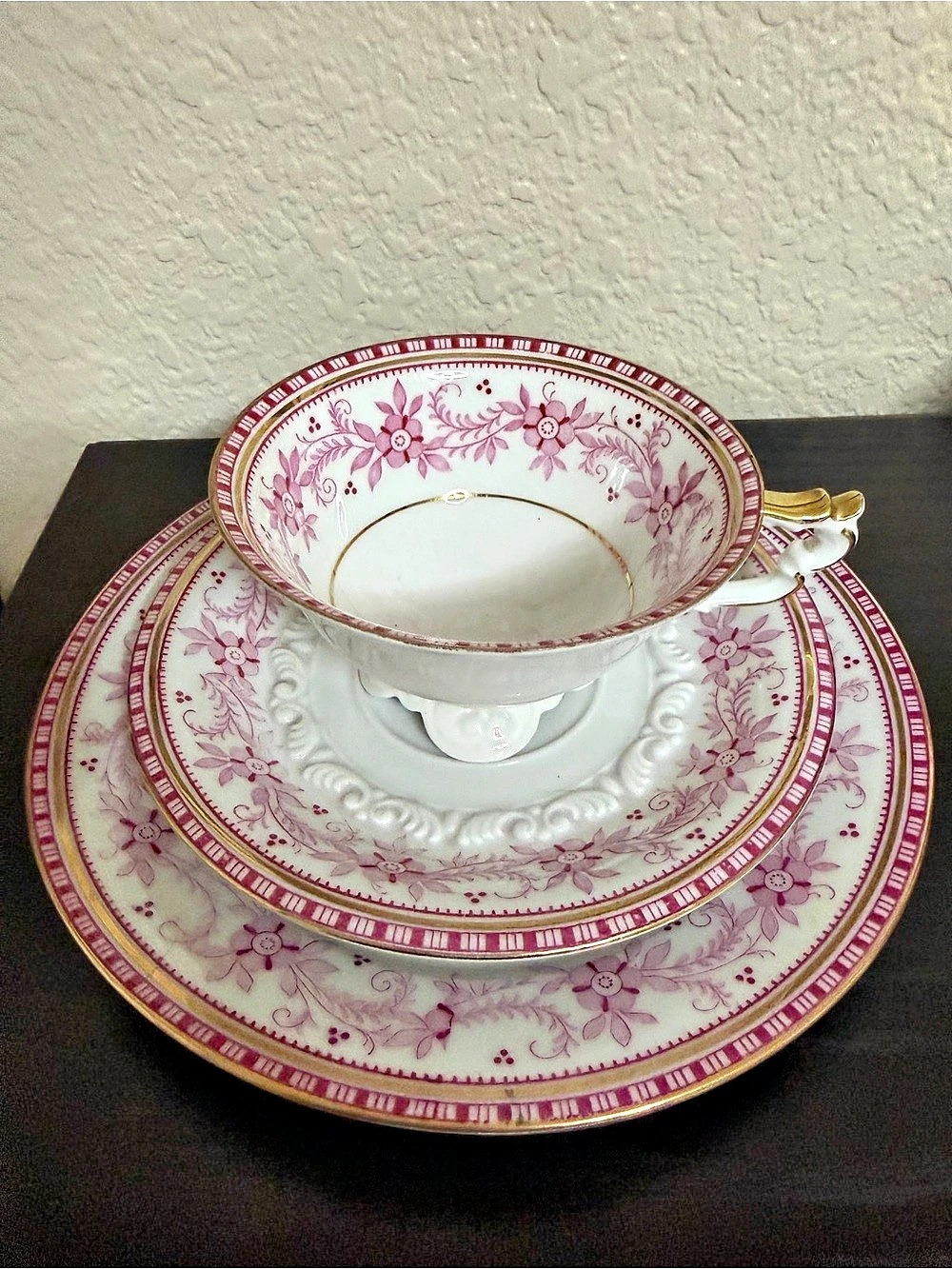 Bavaria Floral Porcelain Tea Set in White & Pink